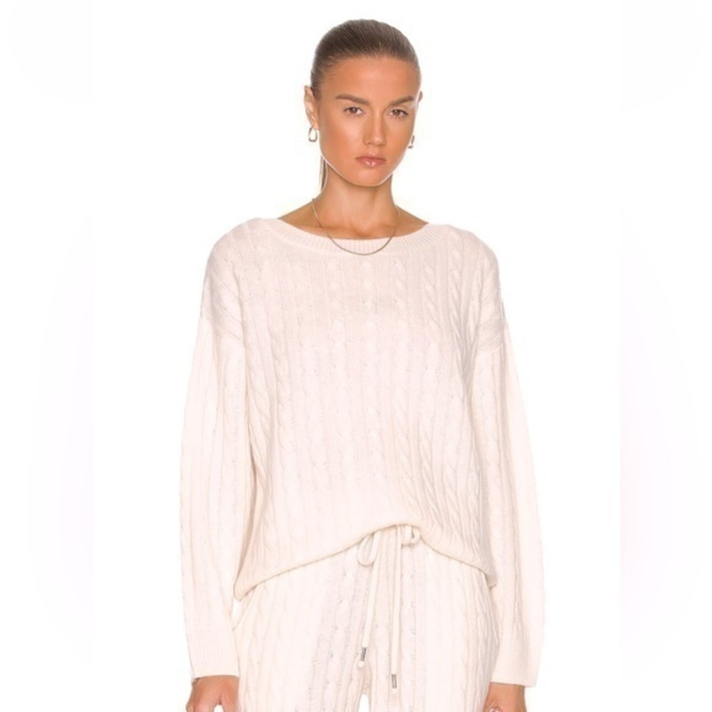 GREY VEN Halket Cable Knit Sweater in Natural Grey/Ven x Revolve